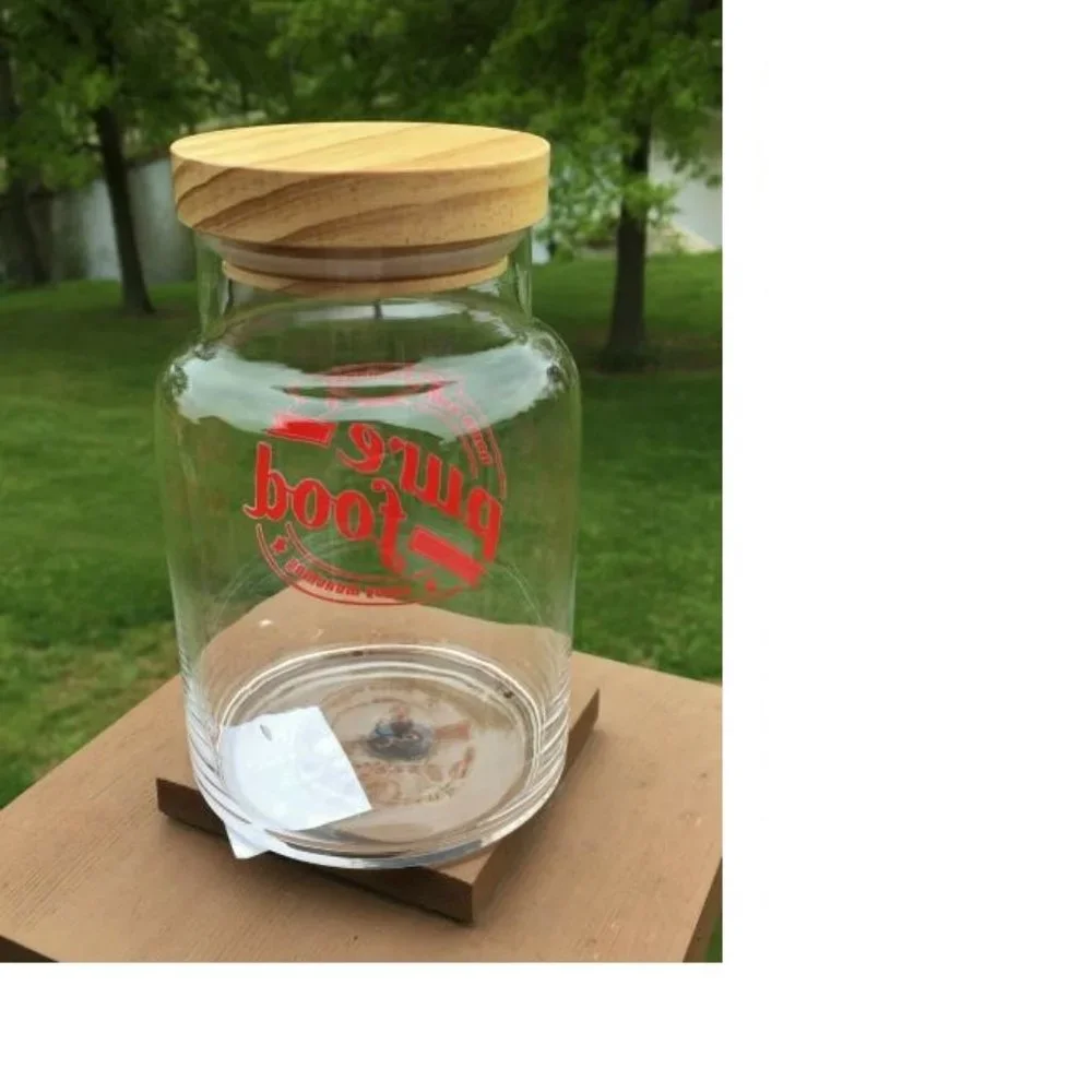 Food Network 30-oz. Clear Glass Storage Jar Pantry Container Enjoy Munching NEW